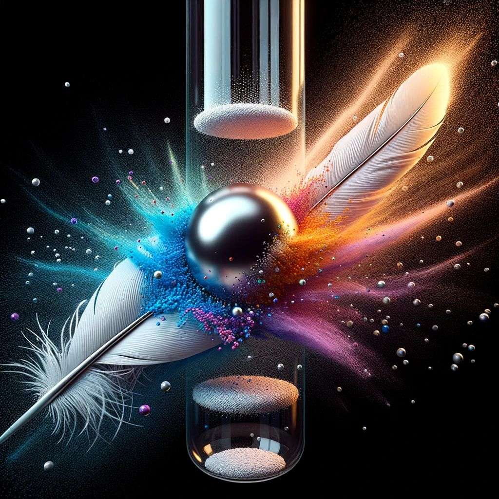 the discovery of gravity, made from a burst of colored powder, digital art